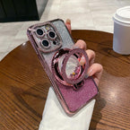Glitter Kickstand Case for Iphone 16 15 14 13 12 Pro Max, Luxury Bling Sparkly Diamond Rhinestone with Camera Protector Liquid Flowing Ring Stand Women Girls Case