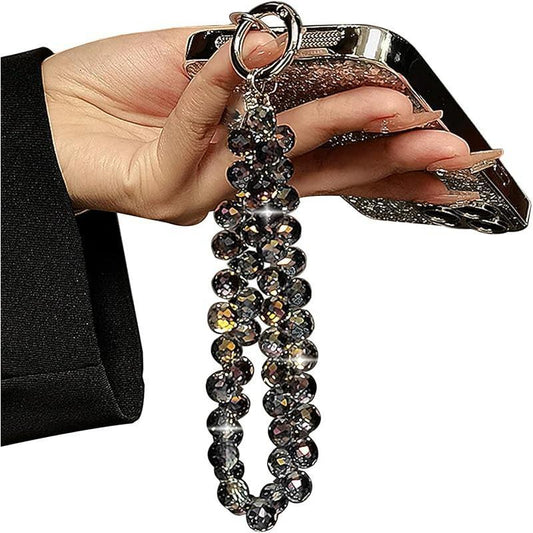 Beaded Phone Wrist Strap, Cellphone Lanyard Chain, Sparkling Wristlet Bracelet for Women Crystals Beads Hand Chain Wrist Lanyard