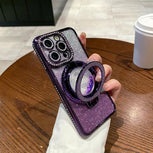 Glitter Kickstand Case for Iphone 16 15 14 13 12 Pro Max, Luxury Bling Sparkly Diamond Rhinestone with Camera Protector Liquid Flowing Ring Stand Women Girls Case
