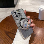 Glitter Kickstand Case for Iphone 16 15 14 13 12 Pro Max, Luxury Bling Sparkly Diamond Rhinestone with Camera Protector Liquid Flowing Ring Stand Women Girls Case